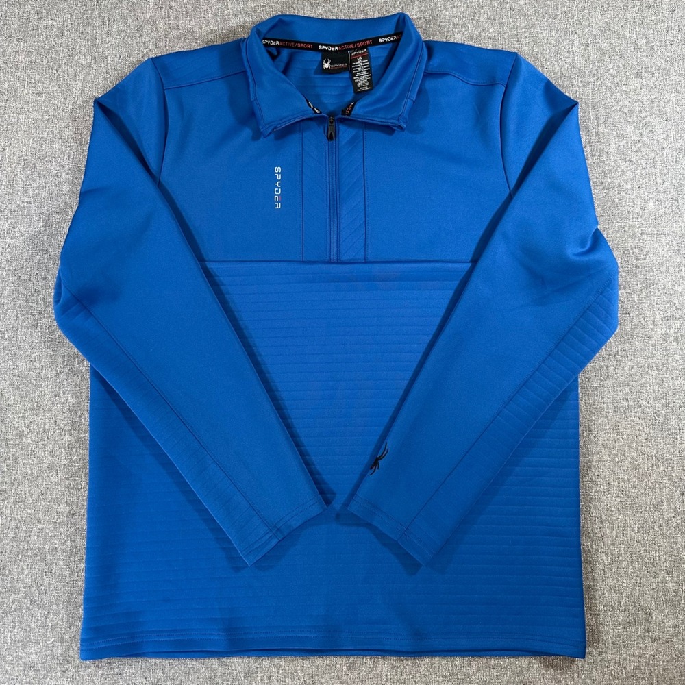 Spyder Mens Large 1/4‎ Zip Pullover Blue Active Sport Ski Hiking Jacket SPM872CN